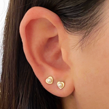 עגיל לב פנינה זהב 14 קראט