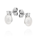 עגילי פנינה ויהלום לורן