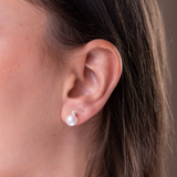 עגילי פנינה ויהלום לורן