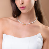 שרשרת פנינים וזהב 14 קראט מילה