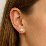 עגילי פנינה צמודים לאוזן זהב 14 קראט
