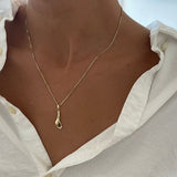 שרשרת לב הזהב משובצת יהלום זהב 14 קראט בסגנון וינטג'