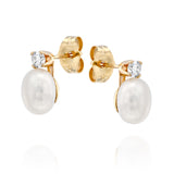 עגילי פנינה ויהלום לורן