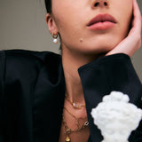 עגילי גרייס פנינה זהב לבן 14 קראט