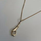 שרשרת לב הזהב משובצת יהלום זהב 14 קראט בסגנון וינטג'